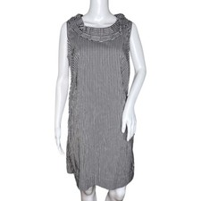 Talbots Dress Womens 12 Petite White Black Gingham Plaid Sheath Office Casual