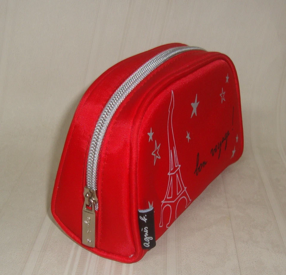 Estuche de cosméticos rojo Torre Eiffel Agnes B Paris bolsa con cremallera Von Voyage Foto 2 de 4