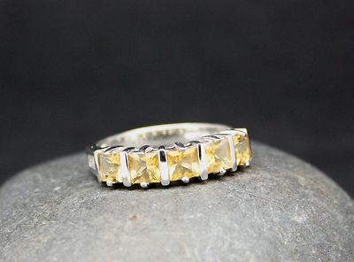 ECHTER CITRIN RING gefasst in .925 STERLINGSILBER SCHNELLER KOSTENLOSER VERSAND!!!