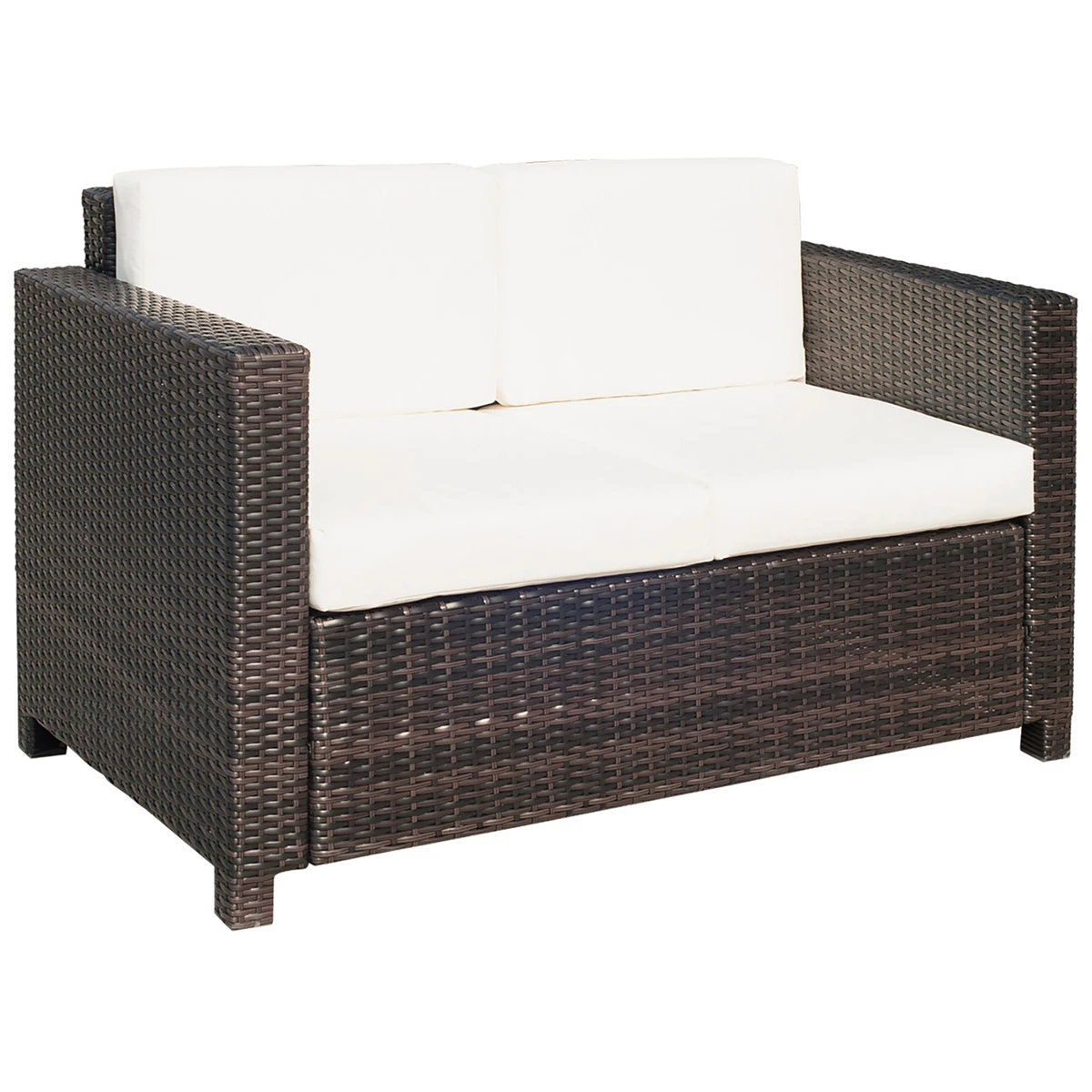 Brown wicker cheap loveseat outdoor