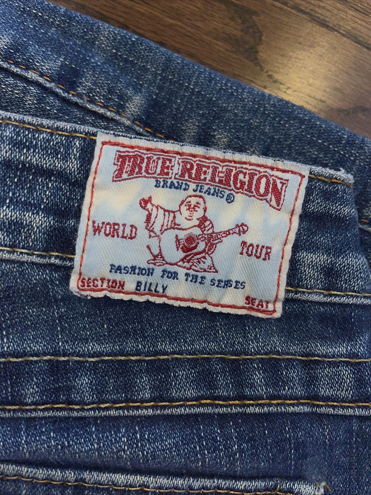 True Religion Billy Jeans Womens Size 27x29.5 Blue Denim Low Rise Raw Hem - View 7