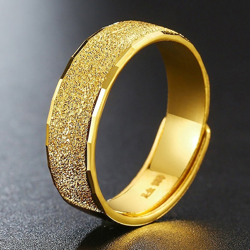 Matte finish 18K Gold Plated Vintage Jewelry Band Ring for Womens Mens Free Size-image