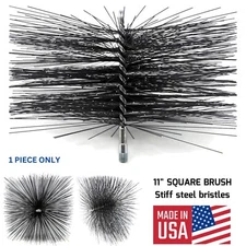 11" Square Wire Stiff Brush for Cleaning Chimney Coal/ Soot from Masonry Flues