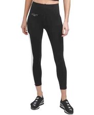 DKNY SPORT NWT Womens Striped-Side YOGA GYM WORKOUT 7/8 Leggings Black SZ XS 60