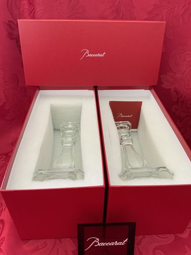 NIB’s FLAWLESS Unique BACCARAT TIFFANY & CO Crystal 2 CANDLESTICK CANDLE HOLDERS - Picture 2 of 12