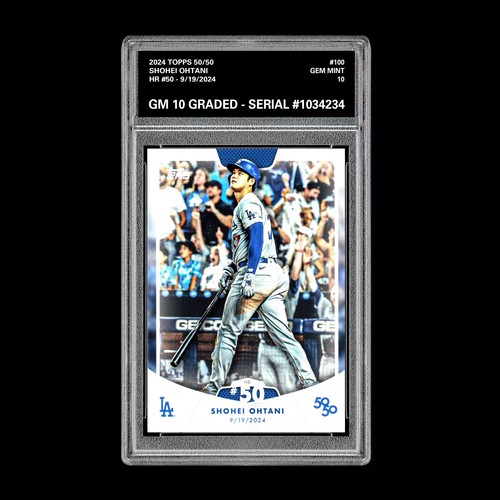Graded 10 SHOHEI OHTANI HR #50 - 2024 Topps 50/50 Card #100 Dodgers MLB History