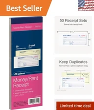 50-Set Carbonless Money and Rent Receipt Book, Customizable for Professionals
