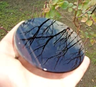 100mm BLACK MULTI NATURAL OBSIDIAN MIRROR MARBLE FLAWLESS MAGIC SCULPTURE STAND