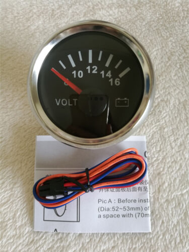 2''/52mm Volt Meter Universal Car 8-16V Illuminated Battery Condition Volt Gauge - Picture 2 of 6