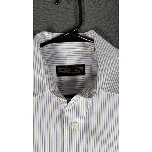 Donald J. Trump Striped Dress Shirt Non Iron Button Up Regular Fit 15 - Picture 3 of 11