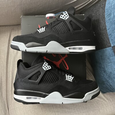 Air Jordan 4 Retro Black Canvas New Size 10.5 Ships ASAP