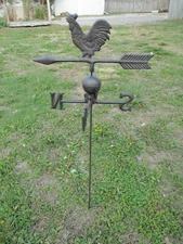 CAST IRON ROOSTER WEATHERVANE WEATHER VANE STAKE GROUND GARDEN FARM GARDEN 