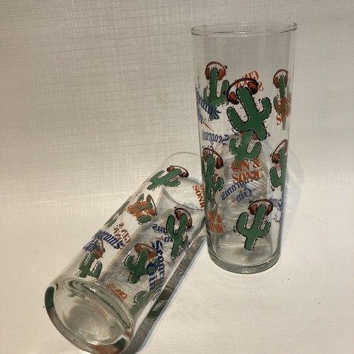Seagram Gin and Sonic Glasses Vintage Set Of 2 Glass Cactus 🌵 1980’s - Picture 15 of 15