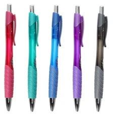 Inc. Forma Retractable Ball Point Pens 1.0 mm,  5 Asst. Barrels (Black Ink)