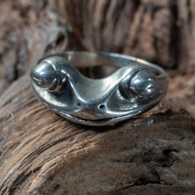 Zierlicher Froschkopf Ring 925 Sterling Silber J-T Größen Kröte Amphibie
