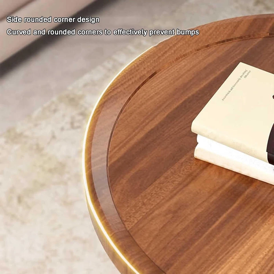 40cm Round Side Table 2-Tier Small Coffe Table Anti-fall Barrier Home/Office AU - image 3 of 4