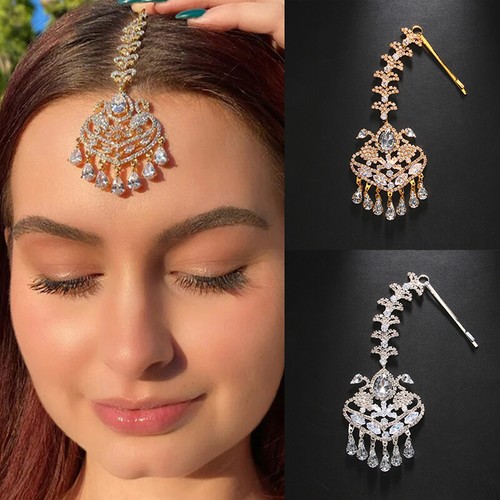 Elegant Geometric Forehead Chain Decoration Bohemian Tassel Rhinestone Headpiece - Bild 8 von 15