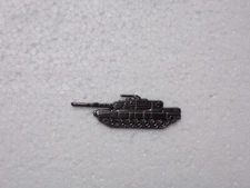 US ARMY M-1 ABRAMS TANK LARGE HAT PIN MEASURES 2 AND 1/4 IN. DUAL CLUTCH ATTACH