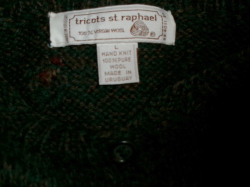 Vintage Tricots St. Raphael Hand Knit 100% Wool Cardigan Sweater SZ L Flowers - Picture 4 of 4