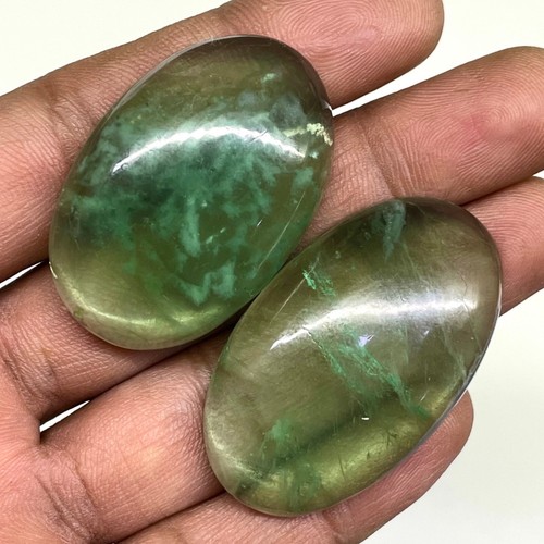 2 Pcs Natural Fluorite 38.8-41.7mm Oval Loose Untreated Cabochon Gemstones Lot - Picture 11 of 18