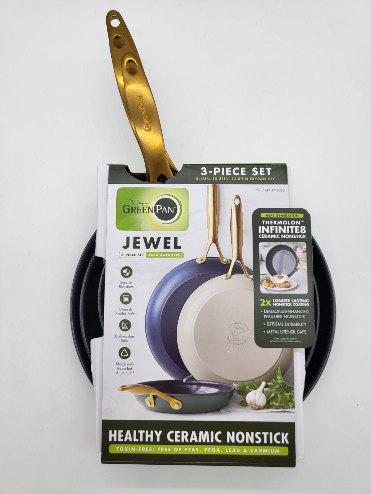 Excellent GreenPan Jewel 3piece Ceramic NonStick Skillet Set