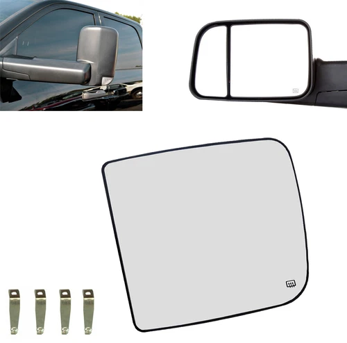 For Dodge Ram 1500 2500 3500 Heated Driver Left Side Upper Towing Mirror Glass