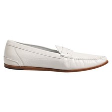 DOLCE & GABBANA Shoes White Leather Loafers Moccasins Slip On EU49 /US16 1020usd