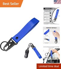 Scratch-Resistant Blue Keychain with Soft Fabric Lanyard - 6.3" Length