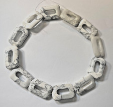 WHITE HOWLITE OPEN RECTANGLE STRAND 31X20 MM 12 PIECES BELOW WHOLESALE