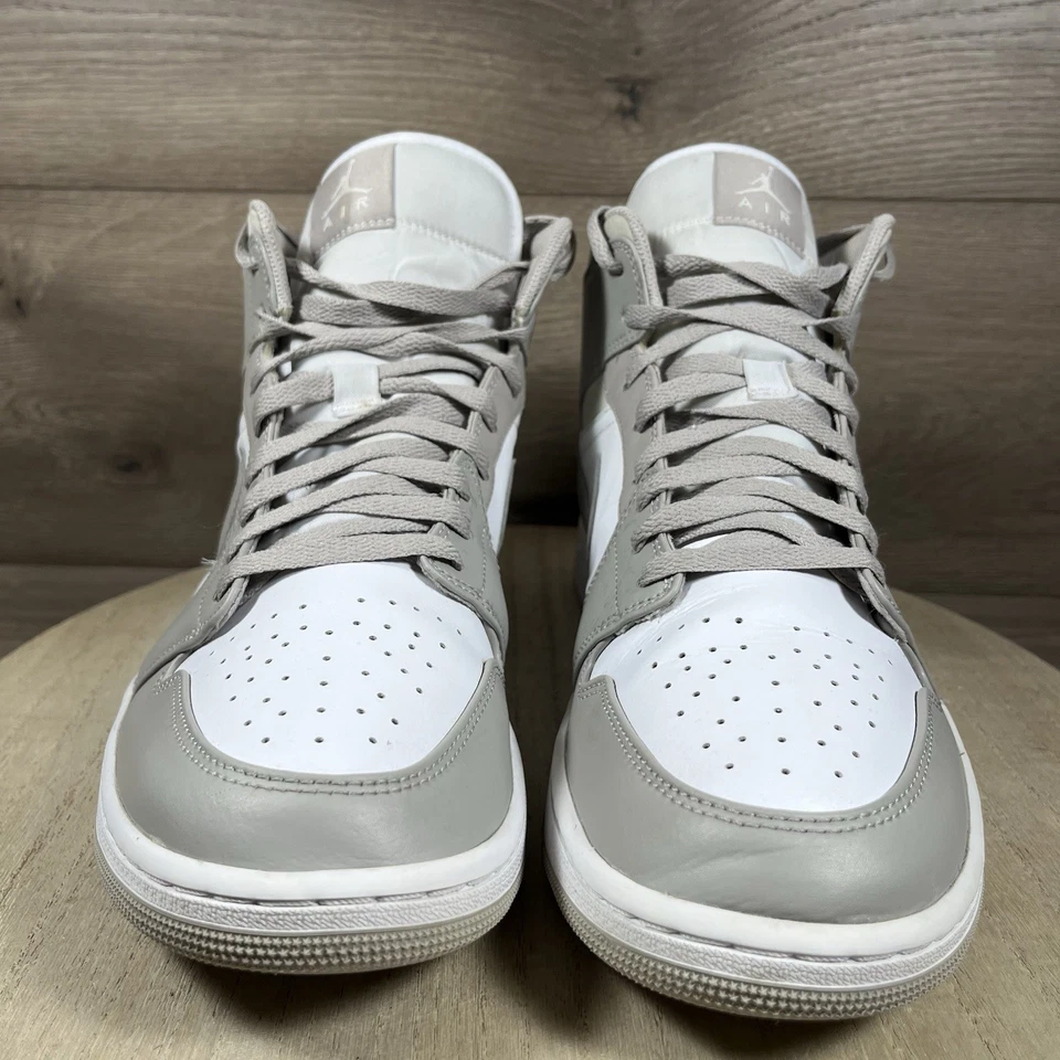 Nike Air Jordan 1 Mid Lino Gris Universitario Zapatos Tenis 554724-082 Para Hombres Talla 12 Foto 2 de 4