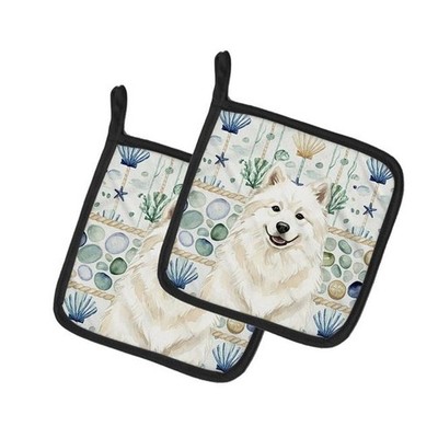 Carolines Treasures WDK7198PTHD 7.5 x 7.5 in. Cream Samoyed Coastal Sea Glass...