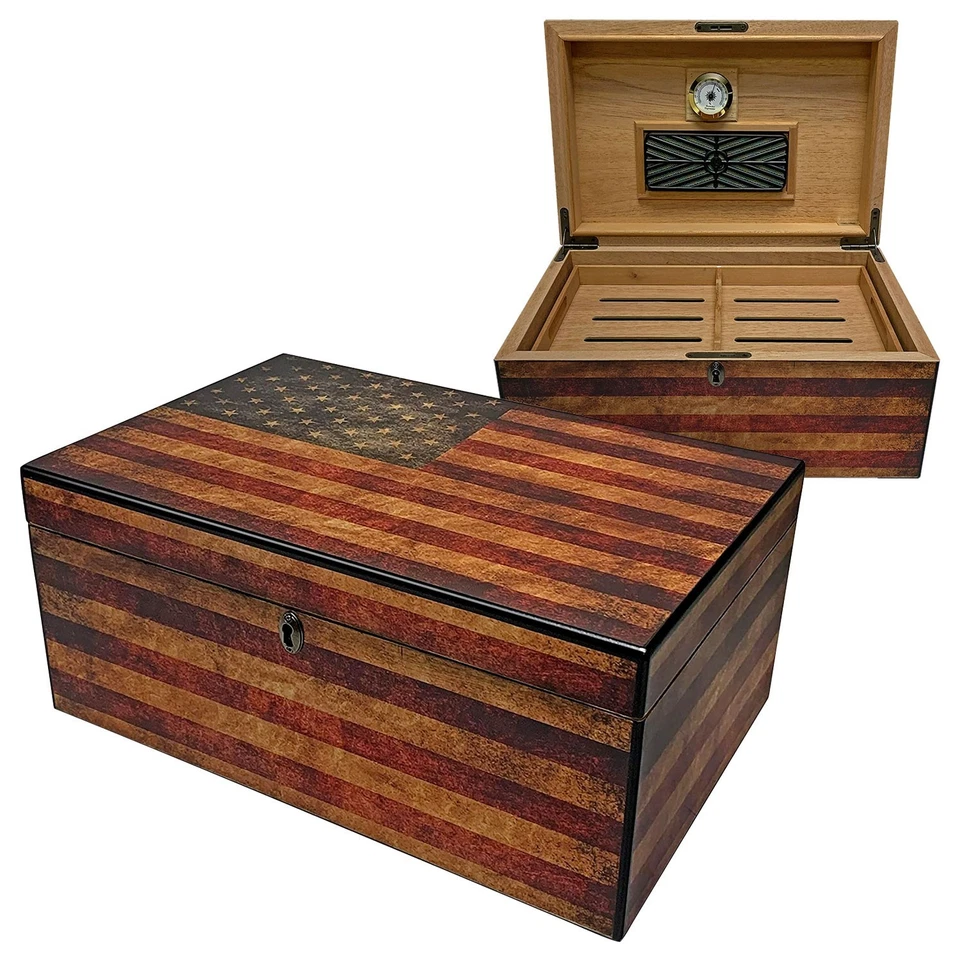 Old Glory Weathered American Flag 100-ct Humidor - Image 1 of 1