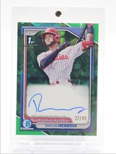 RAYLIN HEREDIA 2024 BOWMAN CHROME 1ST SAPPHIRE GREEN AUTO /99 Q0933