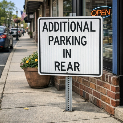 Additional Parking in Rear Sign Municipal Quality 2'x2' Reflective Heavy Metal