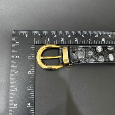 Vintage STREETS AHEAD Embossed Croc Leather Gold Horsebit C Slider Accent Belt S Vintage STREETS AHEAD Embossed Croc Leather Gold Horsebit C  main image 4