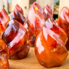 Natural Red Carnelian Crystal Flame Shaped Crystal, Polished Home Decoration Gem