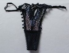 Savage X Fenty Women's Starlet Nights Thong DH3 Black Caviar/Black Foil NWT