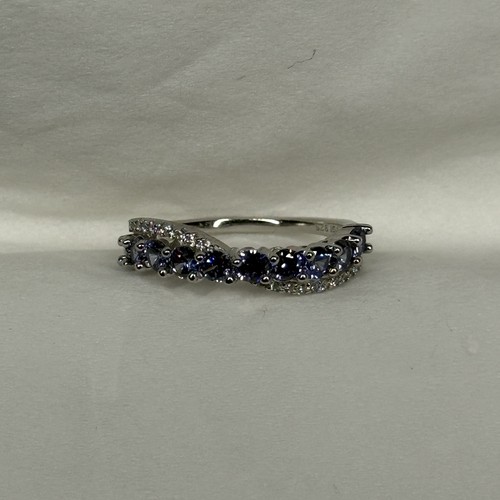 Estate Sterling Silver Ring 925 Size 7.75 Purple CZ Infinity Weave