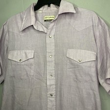 Vintage Karman Western Pearl Snap Shirt Mens Large Rockabilly 21x30 L Purple