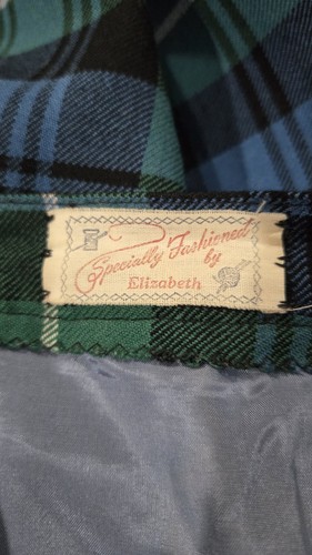Vtg Custom Made Specially Fashioned by Elizabeth Plaid Midi Skirt Scarf Set Med - Bild 5 von 5