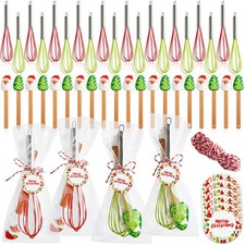 24 Sets Christmas Whisk Baking Supplies Gifts Sets Stainless Steel Whisk Sili...