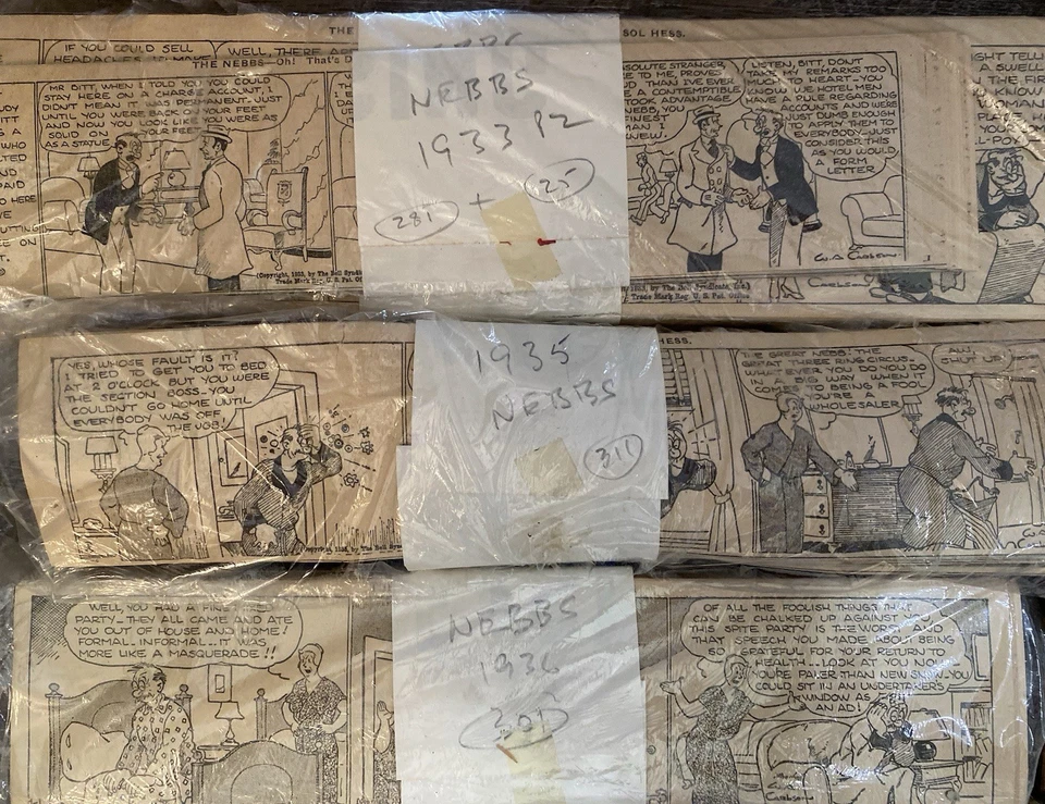 Lote de quadrinhos The Nebbs Daily 1933–1943 250+ por ano jornal da era da Segunda Guerra Mundial - Imagem 2 de 4