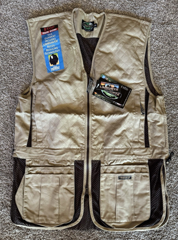 Limbsaver Recoil-Reducing Shooting Vest 2XL Mesh Padded Shoulder Beige/Brown