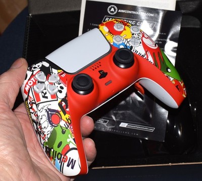 AimControllers PS5 PRO MOD Controller with Remappable Paddles Stickerbomb Design