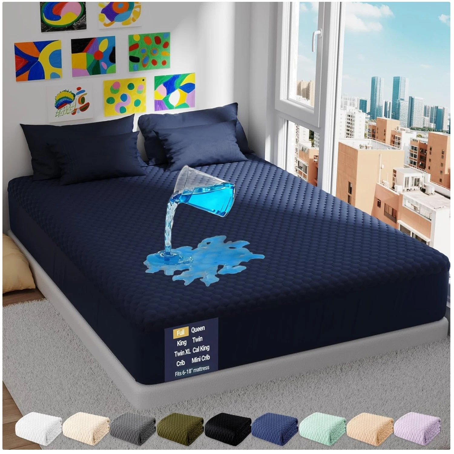 Full Size Waterproof Bed Cover, Machine Washable