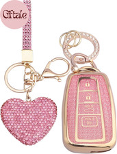 For Toyota Key Fob Cover with Diamond Heart Keychain, Car Accessories TPU for 20