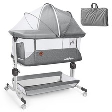 MOMFANN Baby Bassinet Bedside Sleeper with Full Mesh Sides  Upgraded Stabili...