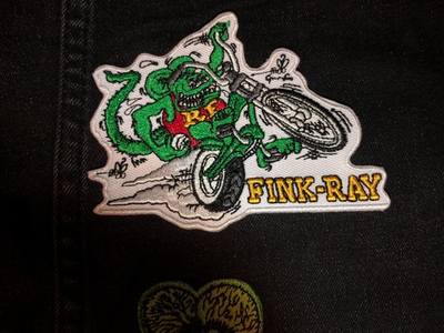 #ad RATFINK RIDING STINGRAY BICYCLE EMBROIDERED IRON ON PATCH FINK RAY $10.00