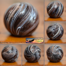 Handmade Purple Slag Marble, 3/4 in, 2 Pontils, Collectible, 1860-1920, S1552