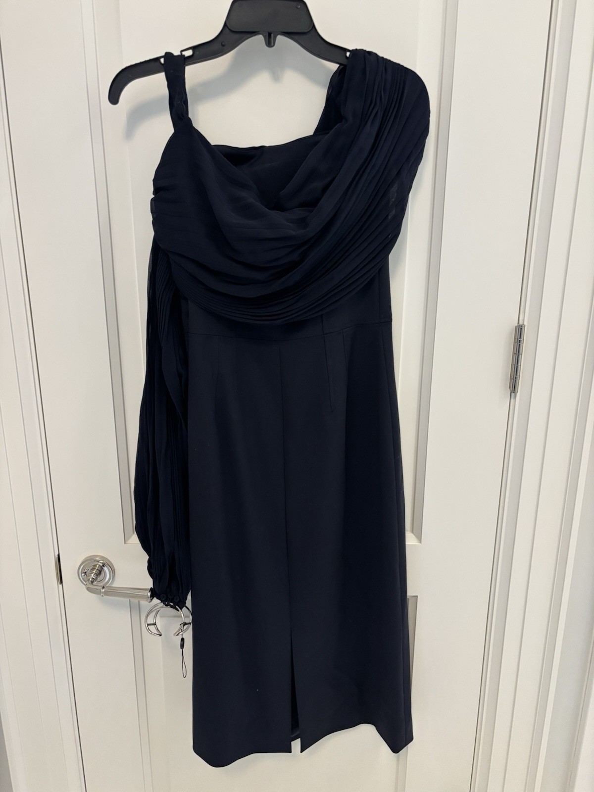 Women Designer Clothing Dress Gabriela Hearst Dark Navy Chiffon Fitted Dress New image 3